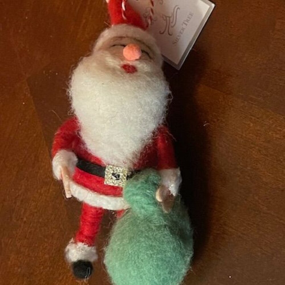 Christmas Decoration Silver Tree‎ Santa Claus Ornament With Gift Bag Holiday